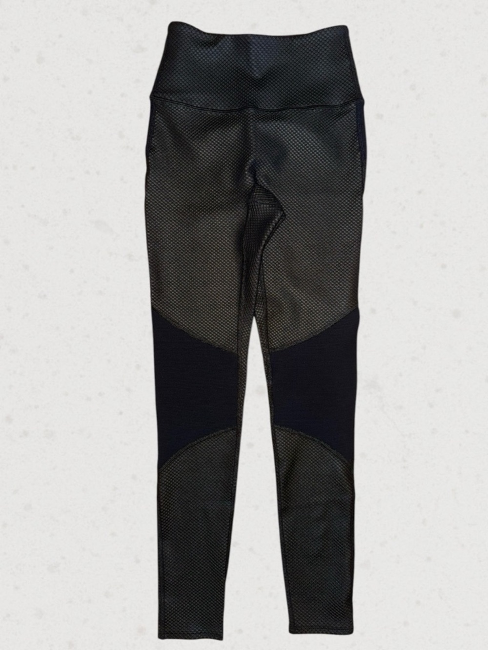 Women's Black Textured High-Rise Leggings